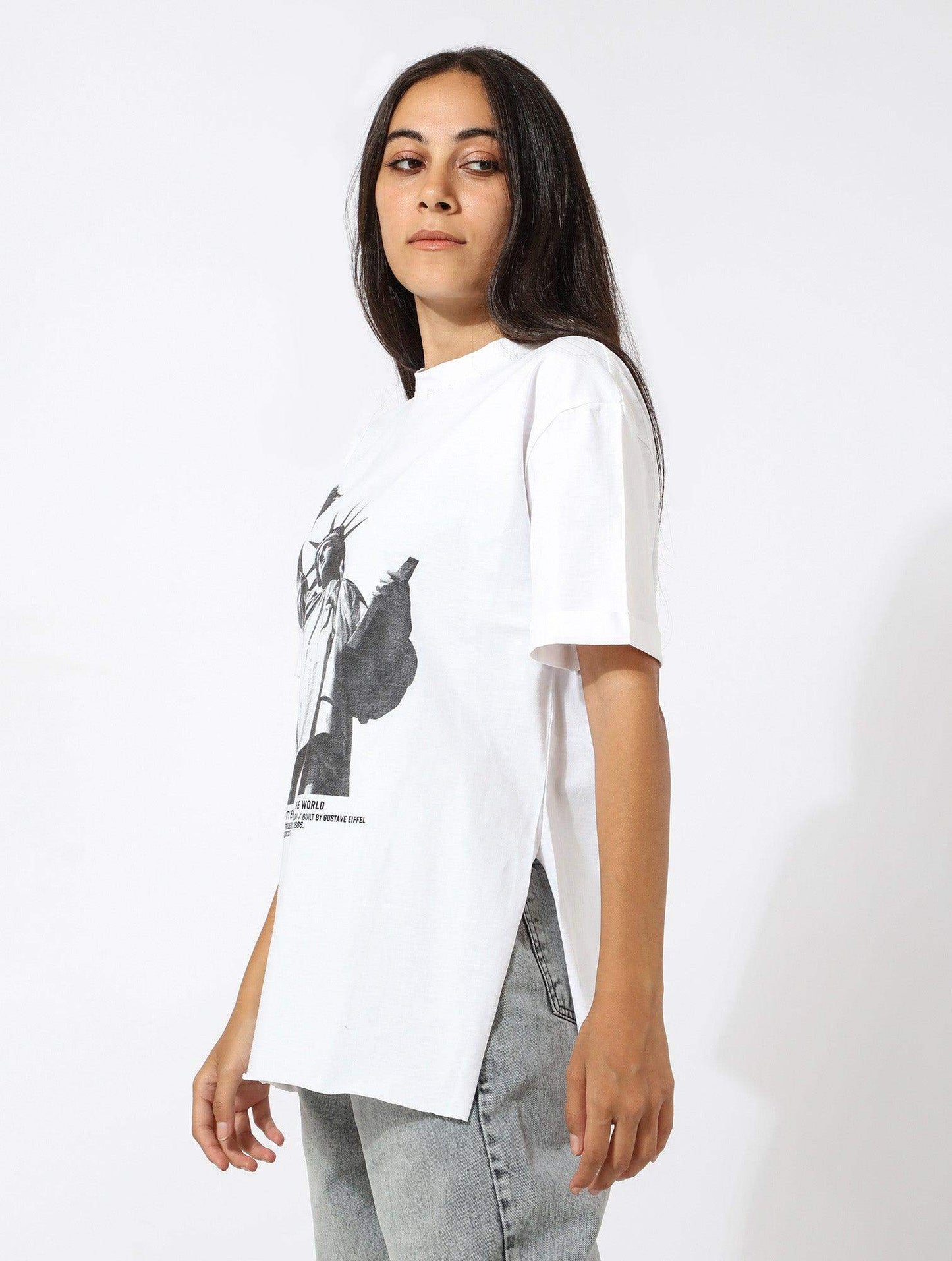 Cotton T-Shirt with 2 Slits - Carina - ÙƒØ§Ø±ÙŠÙ†Ø§