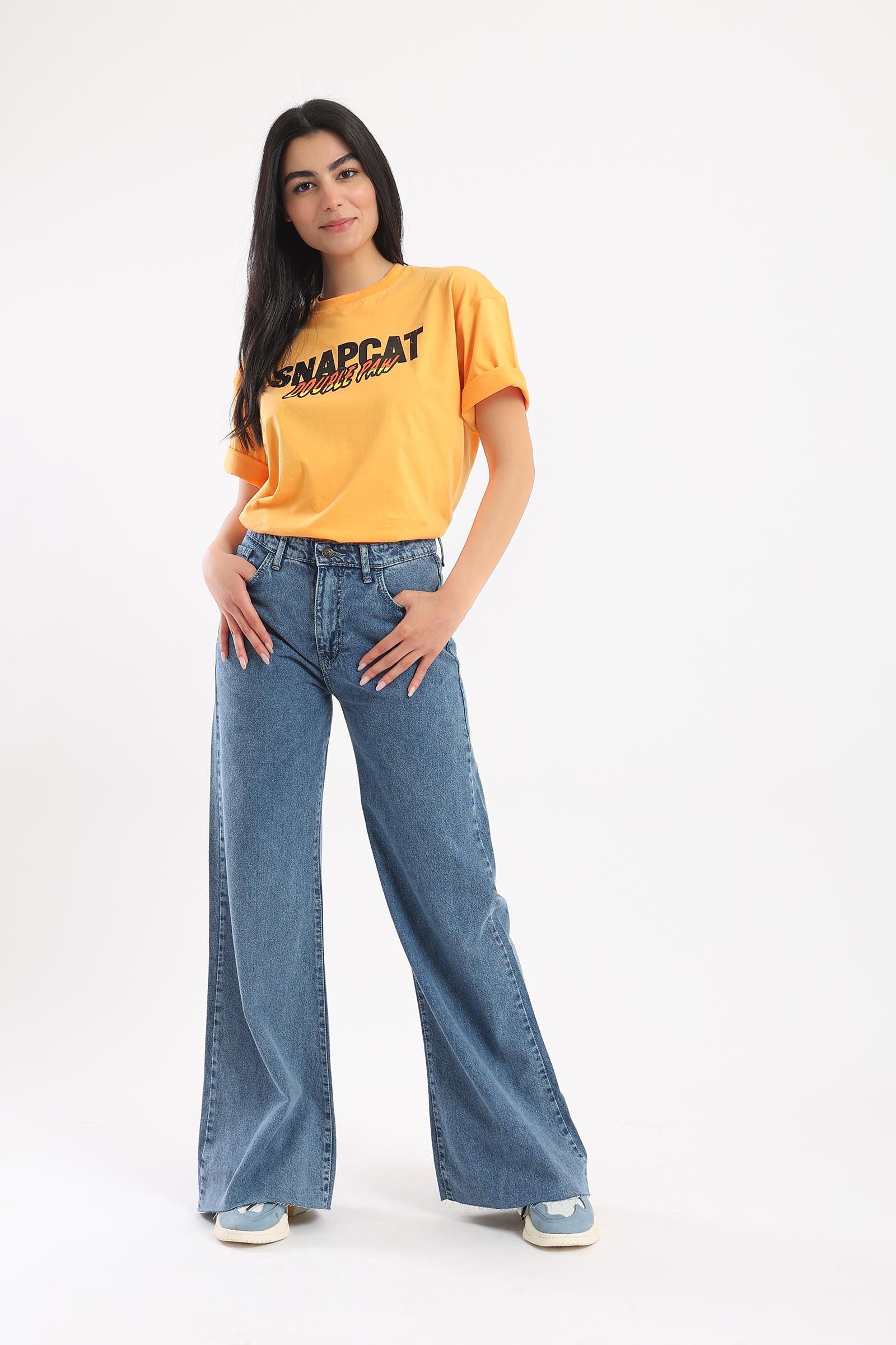 Cotton T-shirt with SnapCat Print - Clue Wear