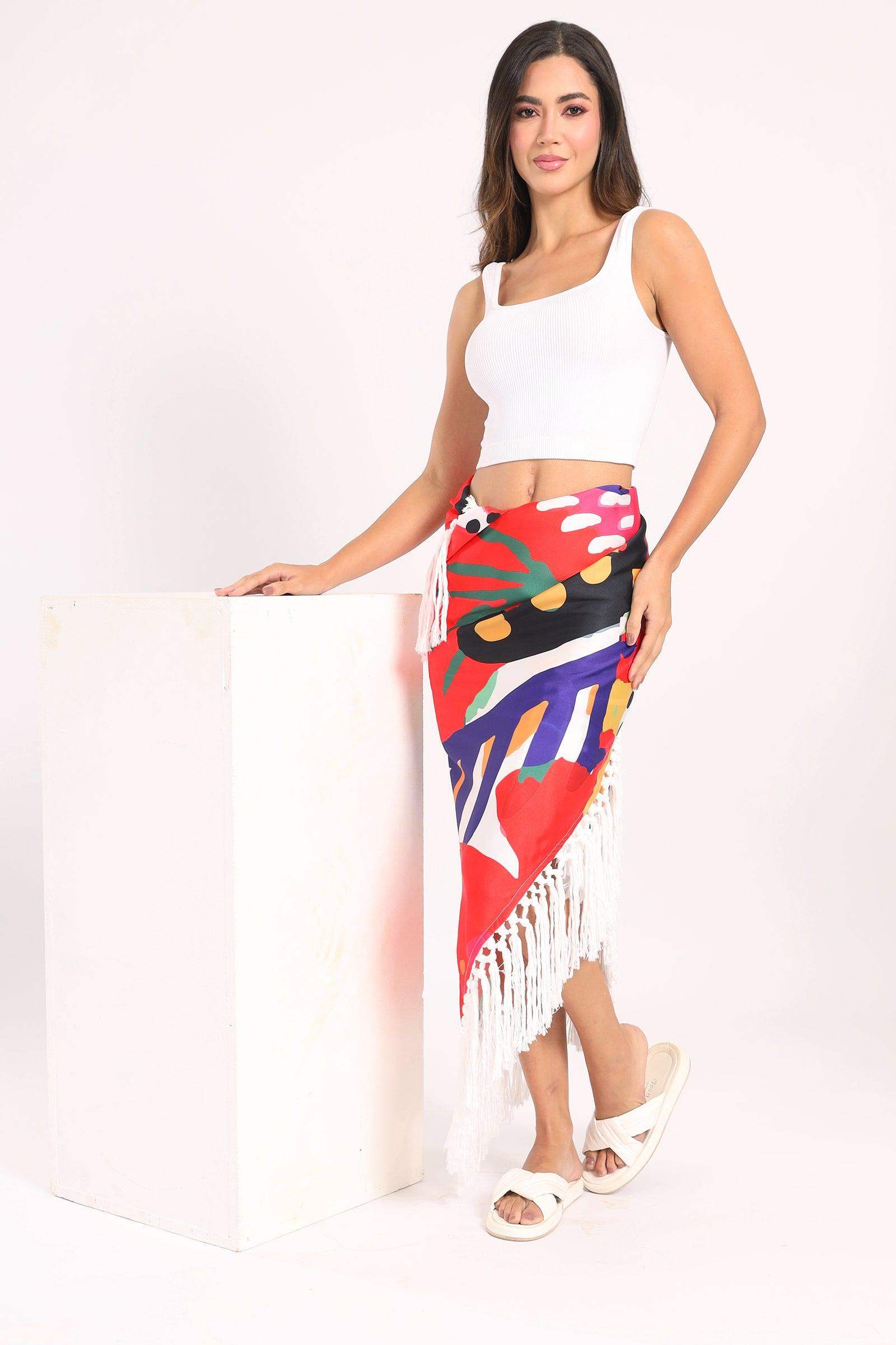 Cover Up Skirt with Fringes - Carina - ÙƒØ§Ø±ÙŠÙ†Ø§