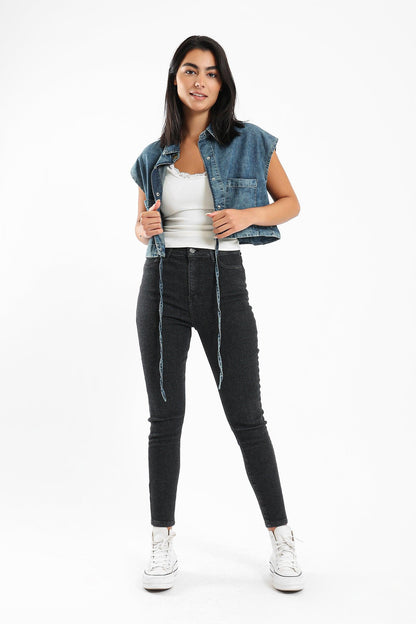 Cropped Denim Vest - Clue Wear