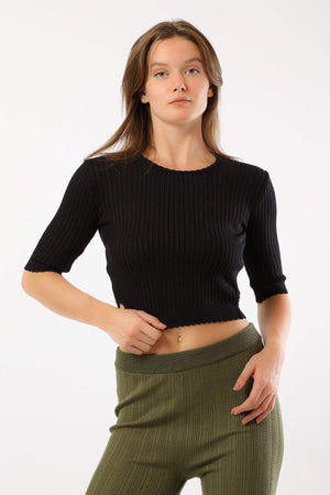 Cropped Ribbed Pullover - Carina - ÙƒØ§Ø±ÙŠÙ†Ø§