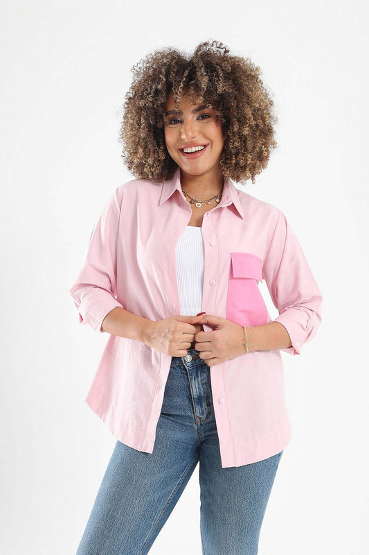 Curved Hem Pink Shirt - Carina - ÙƒØ§Ø±ÙŠÙ†Ø§