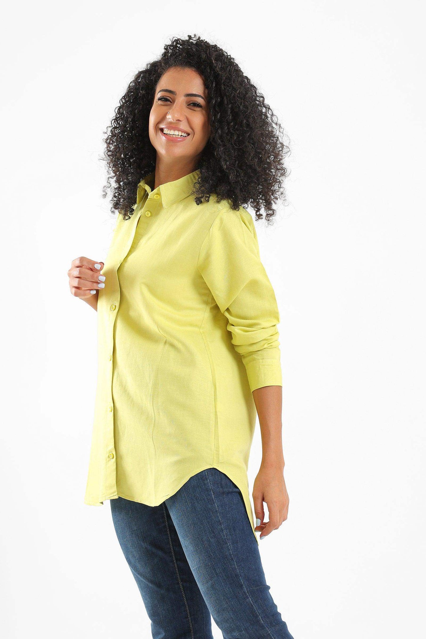 Curved Hem Plain Shirt - Carina - ÙƒØ§Ø±ÙŠÙ†Ø§