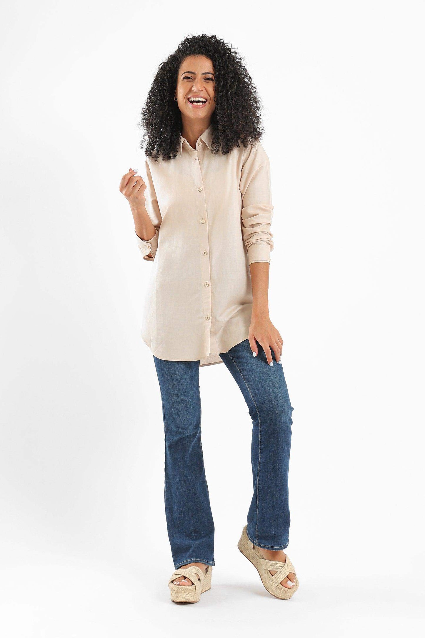 Curved Hem Plain Shirt - Carina - ÙƒØ§Ø±ÙŠÙ†Ø§