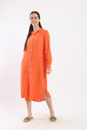 Curved Hem Shirt Dress - Clue-wear