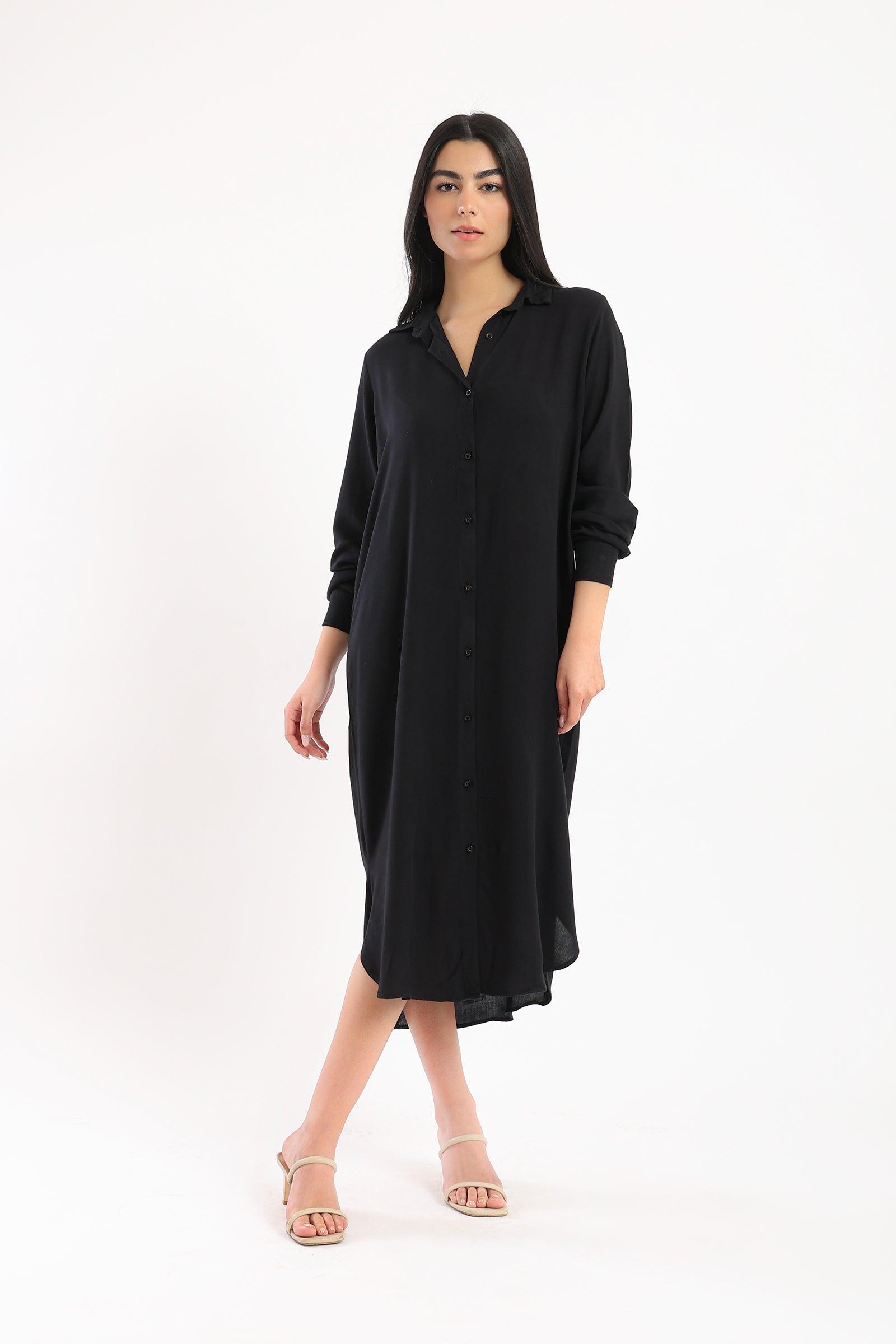 Curved Hem Shirt Dress - Clue-wear
