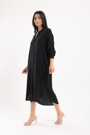 Curved Hem Shirt Dress - Clue-wear