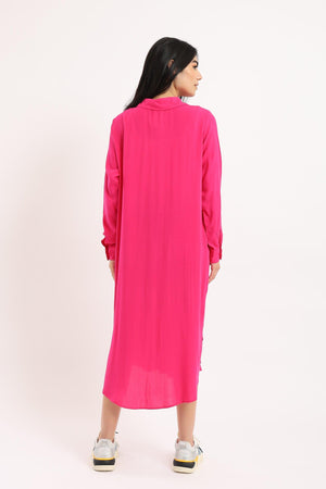 Curved Hem Shirt Dress - Clue-wear