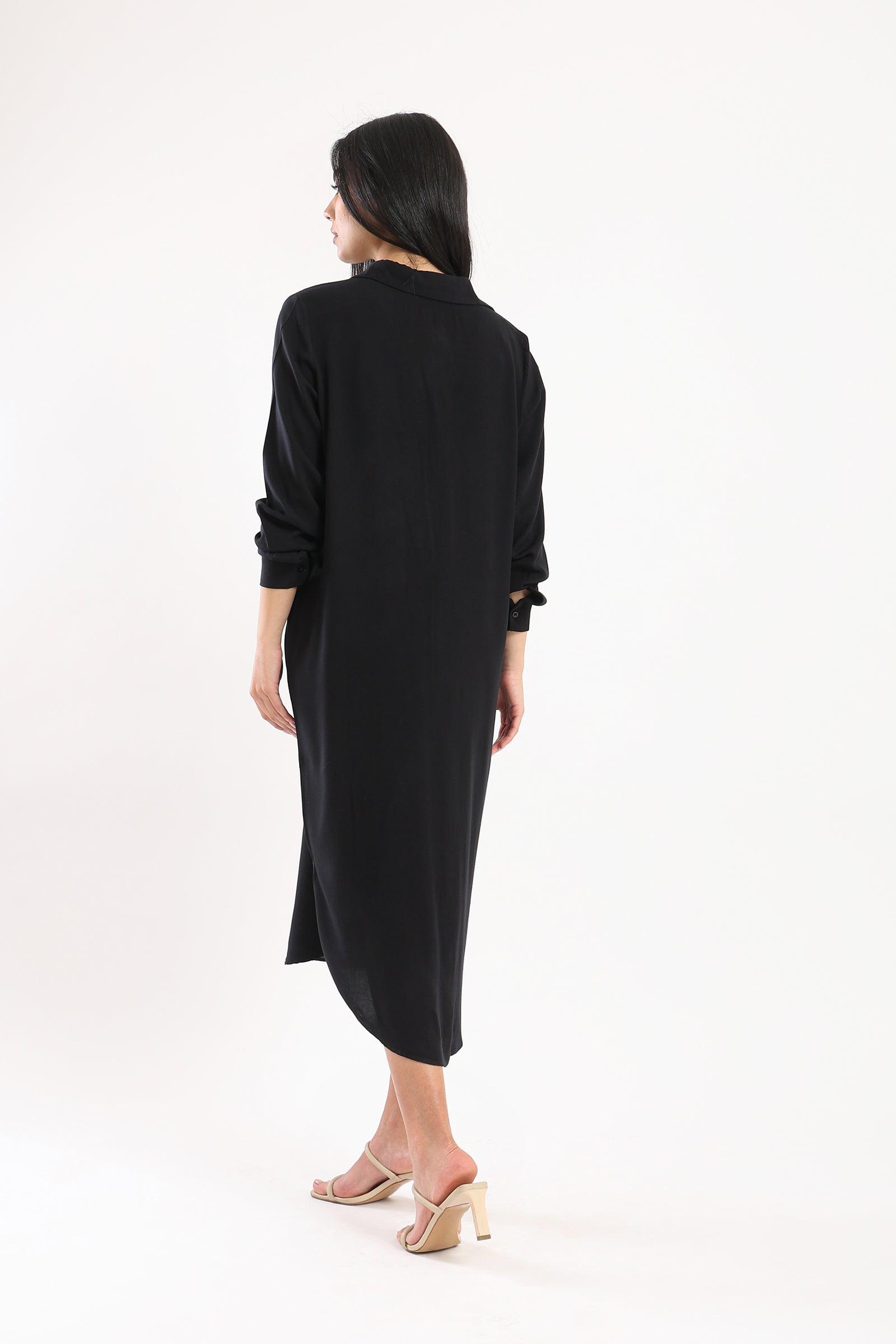 Curved Hem Shirt Dress - Clue-wear