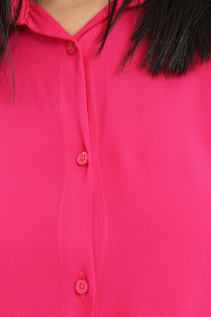 Curved Hem Shirt Dress - Clue-wear