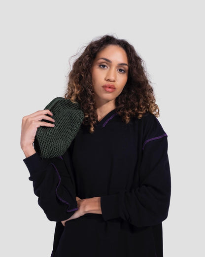 Dark Green Crochet Clutch