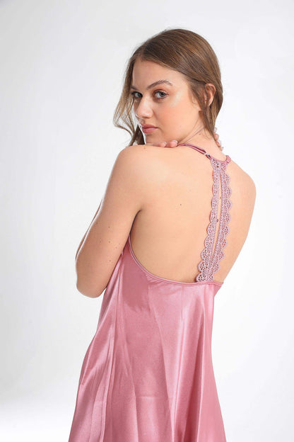 Delicate Satin Short Nightgown - Carina - ÙƒØ§Ø±ÙŠÙ†Ø§