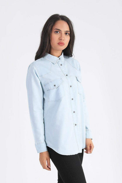 Denim Long Sleeves Shirt - Carina - ÙƒØ§Ø±ÙŠÙ†Ø§