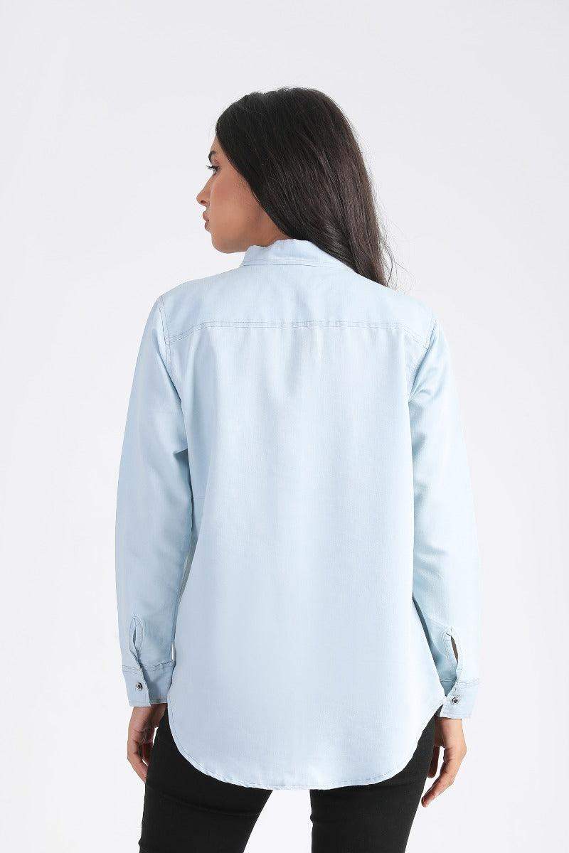 Denim Long Sleeves Shirt - Carina - ÙƒØ§Ø±ÙŠÙ†Ø§