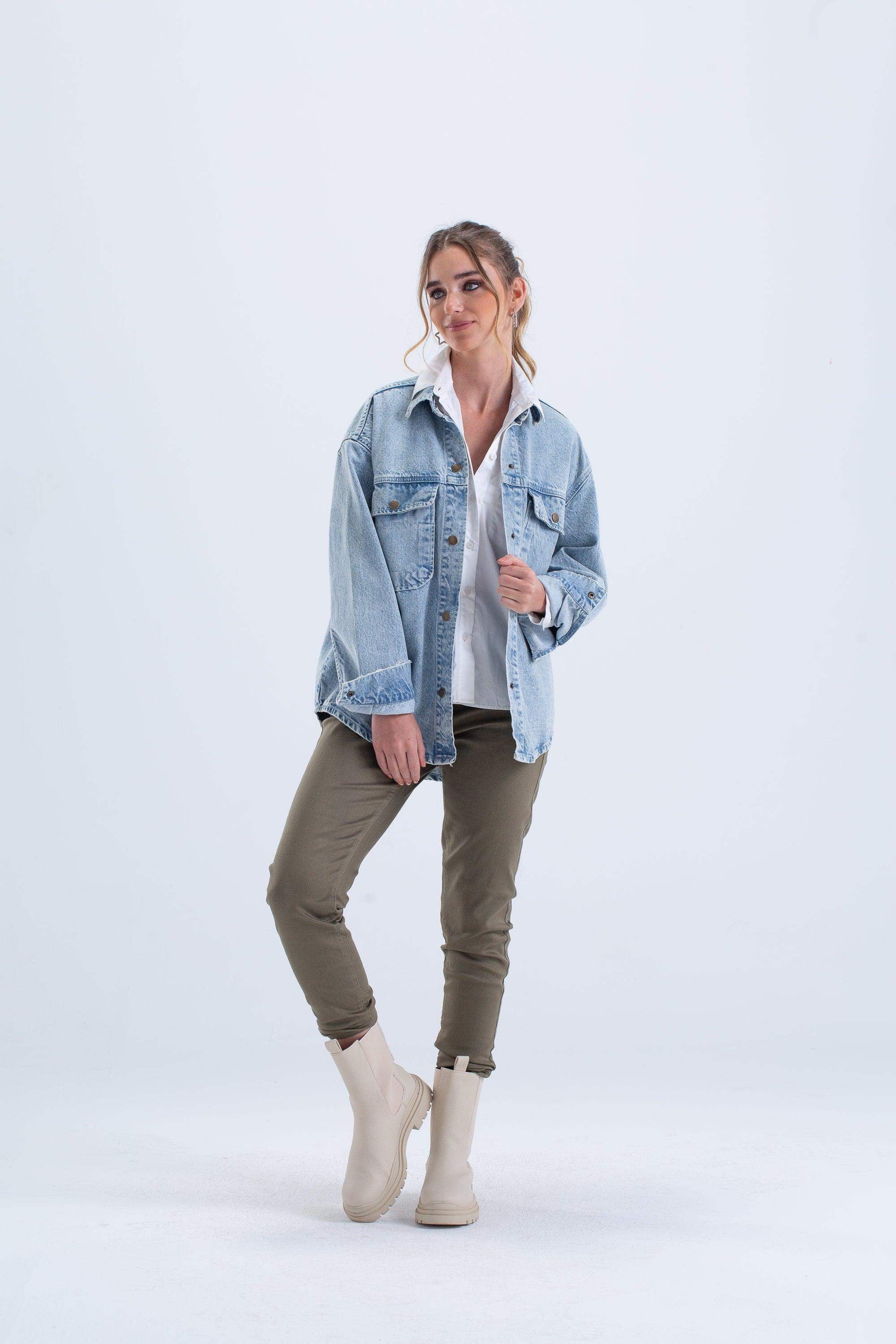 Denim Shirt with Chest Pockets - Carina - ÙƒØ§Ø±ÙŠÙ†Ø§