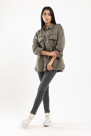 Denim Shirt with Fringes - Clue Wear