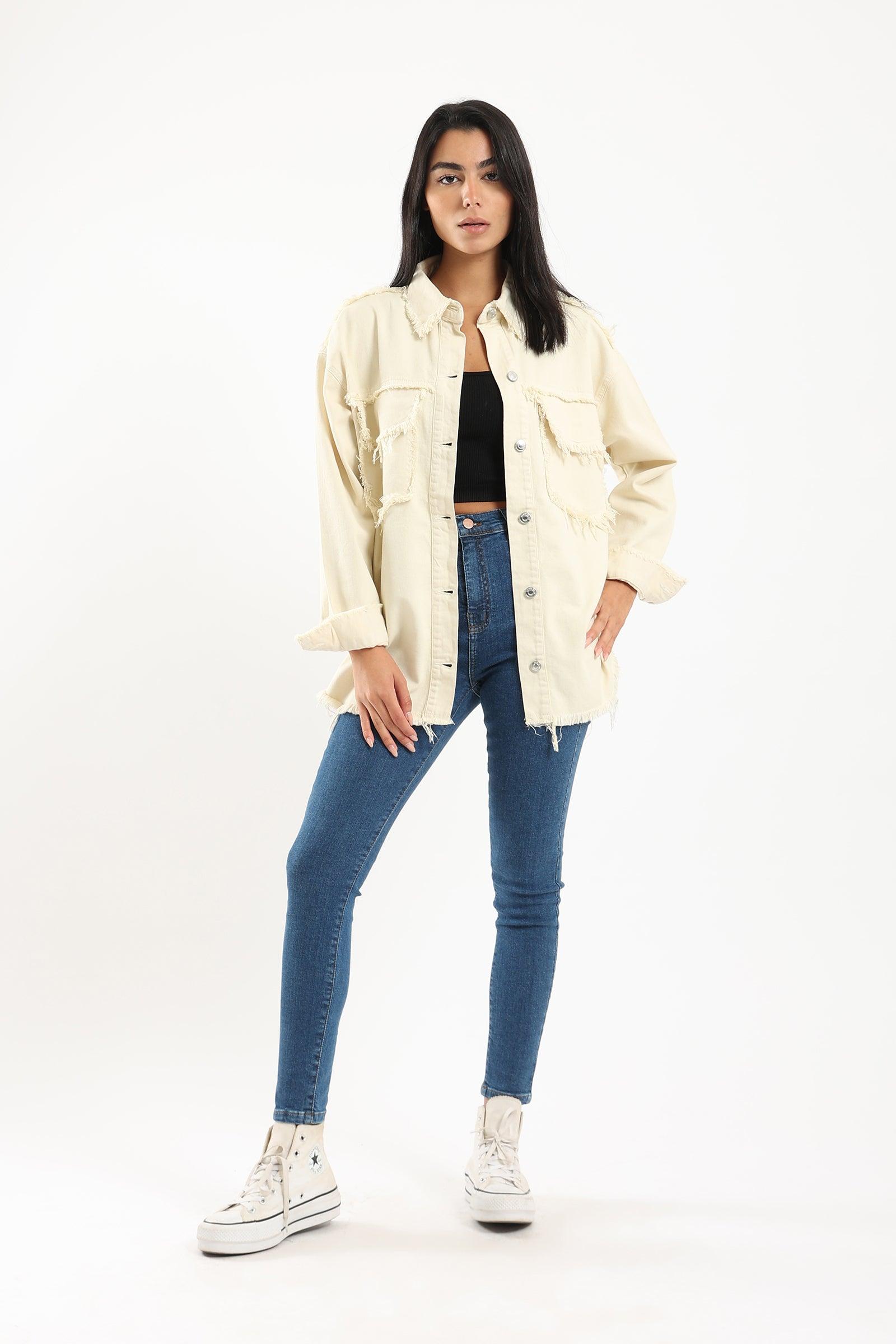 Denim Shirt with Fringes - Clue Wear