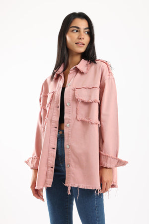 Denim Shirt with Fringes - Clue Wear