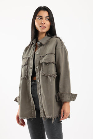 Denim Shirt with Fringes - Clue Wear