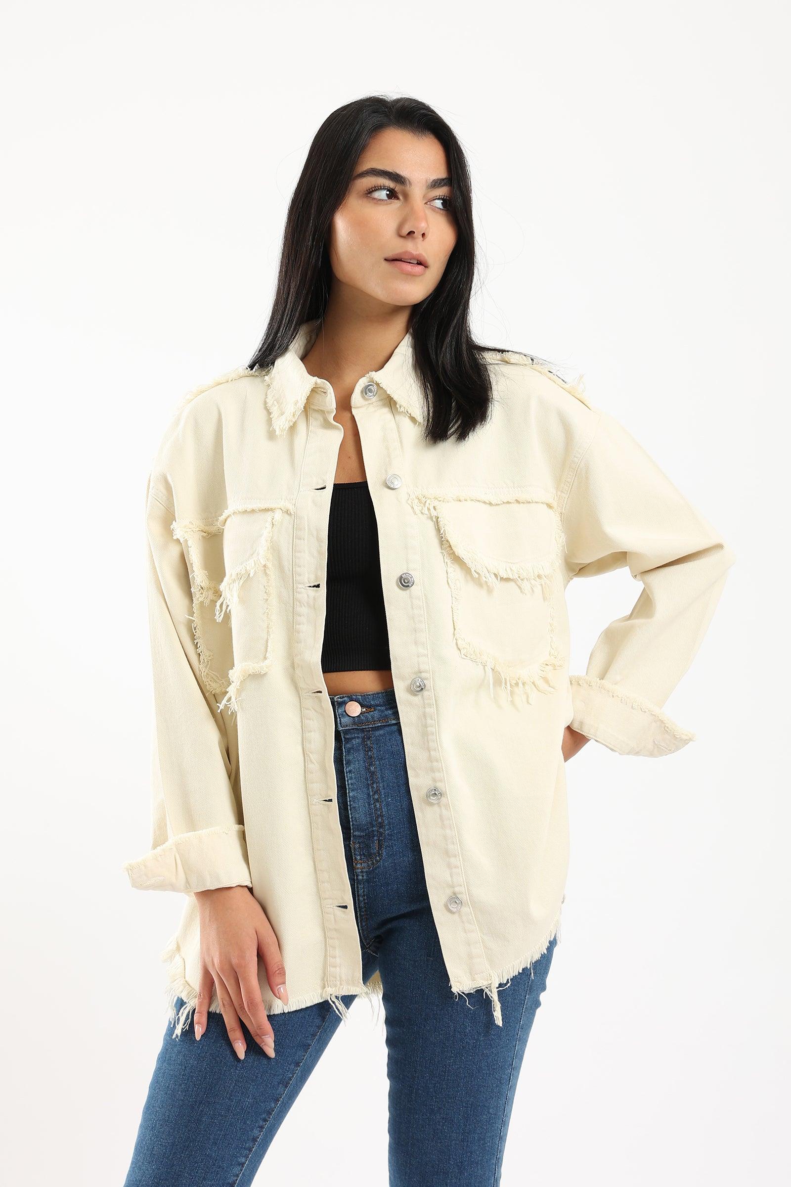 Denim Shirt with Fringes - Clue Wear