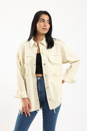 Denim Shirt with Fringes - Clue Wear