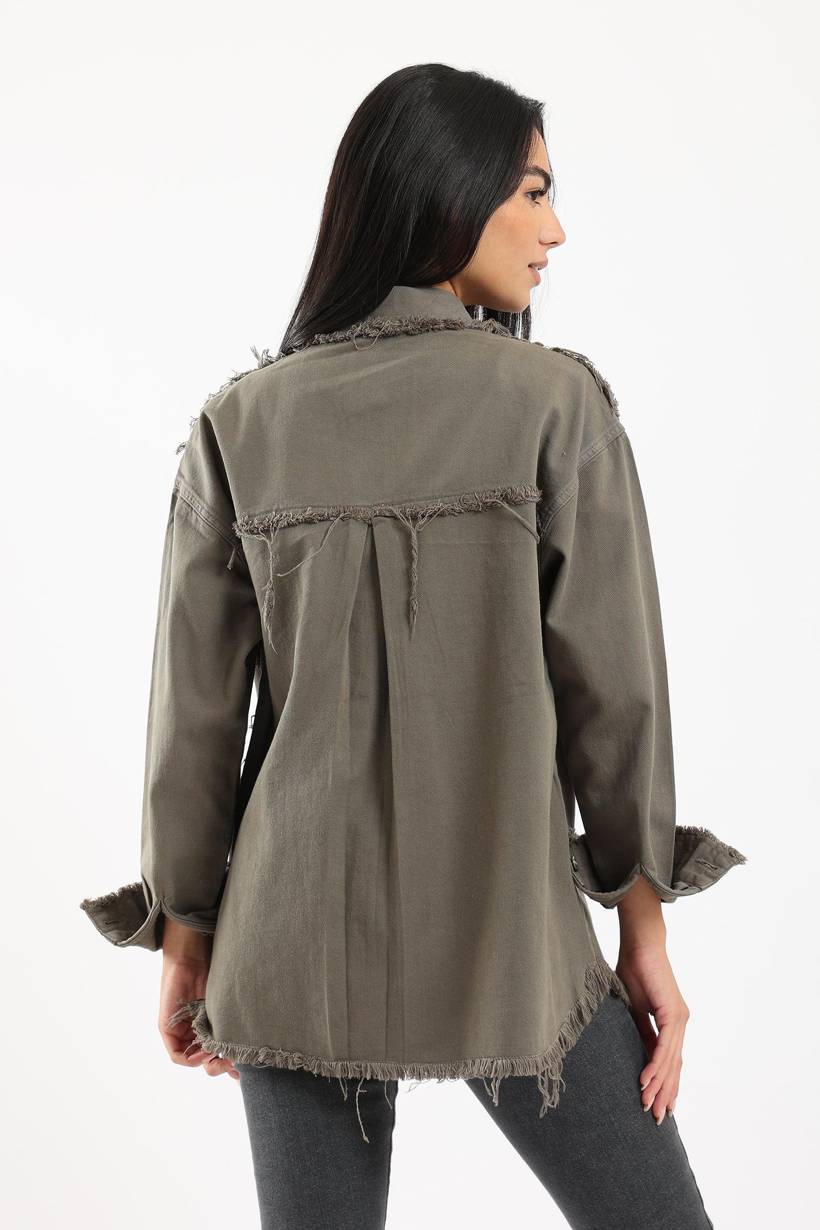 Denim Shirt with Fringes - Clue Wear