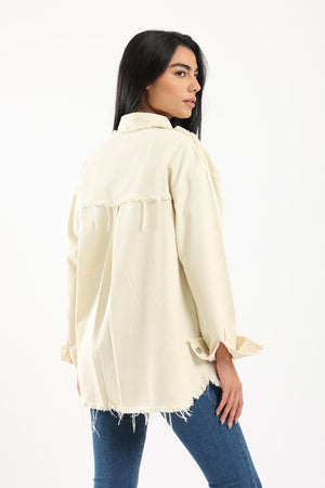 Denim Shirt with Fringes - Clue Wear