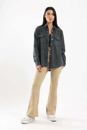 Denim Shirt with Long Sleeves - Clue Wear