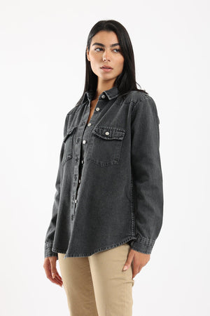 Denim Shirt with Long Sleeves - Clue Wear