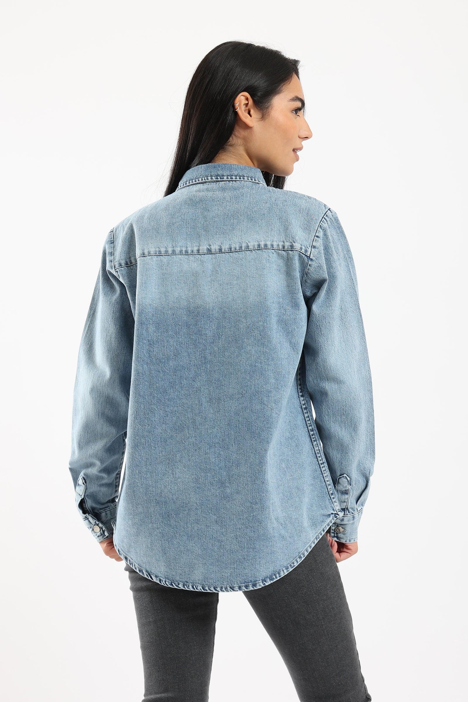 Denim Shirt with Long Sleeves - Clue Wear
