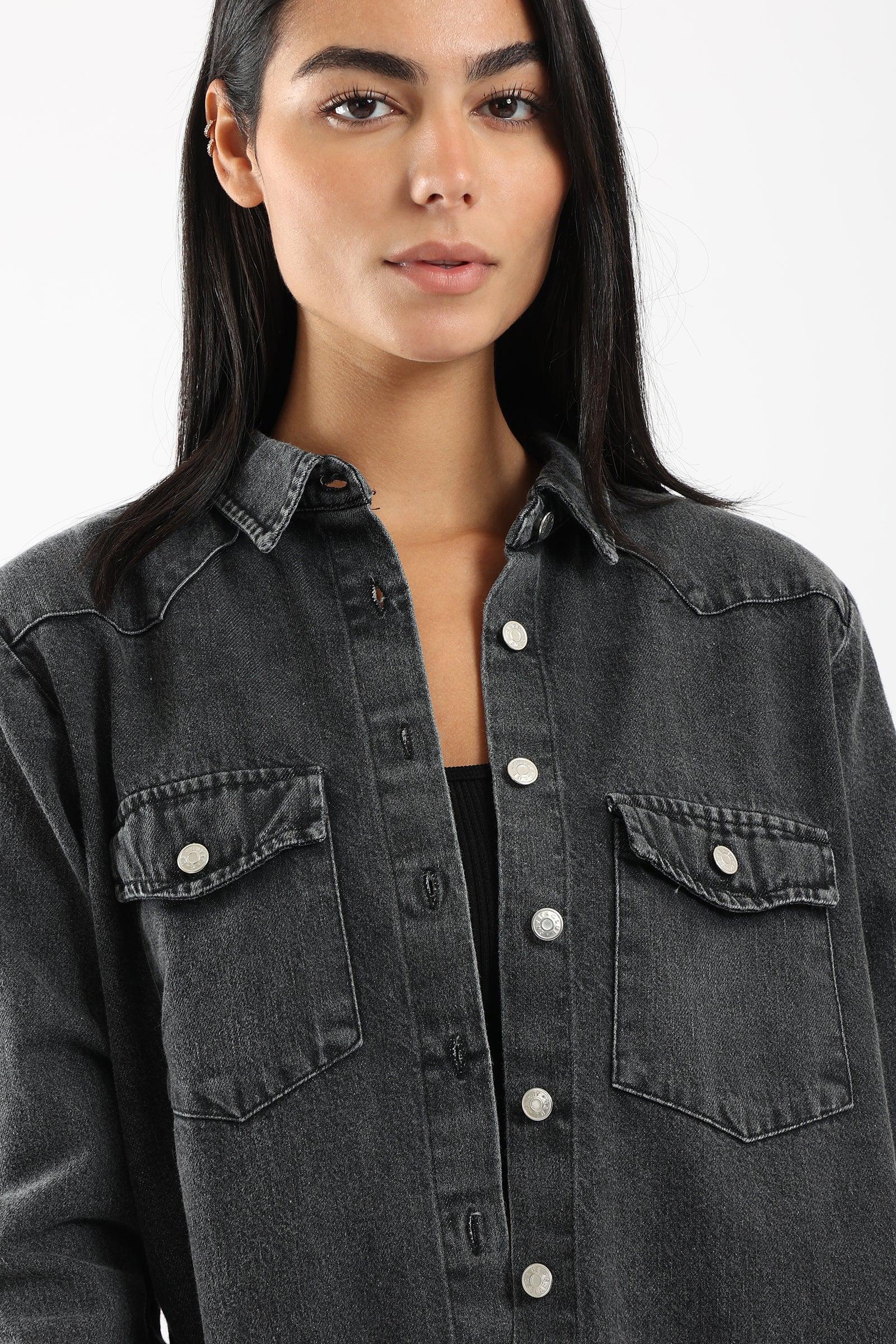 Denim Shirt with Long Sleeves - Clue Wear