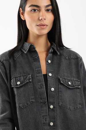 Denim Shirt with Long Sleeves - Clue Wear