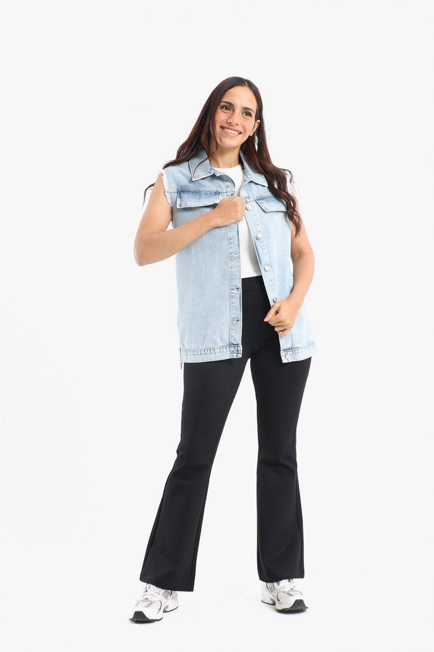 Denim Vest with Zipper Slits - Carina - ÙƒØ§Ø±ÙŠÙ†Ø§