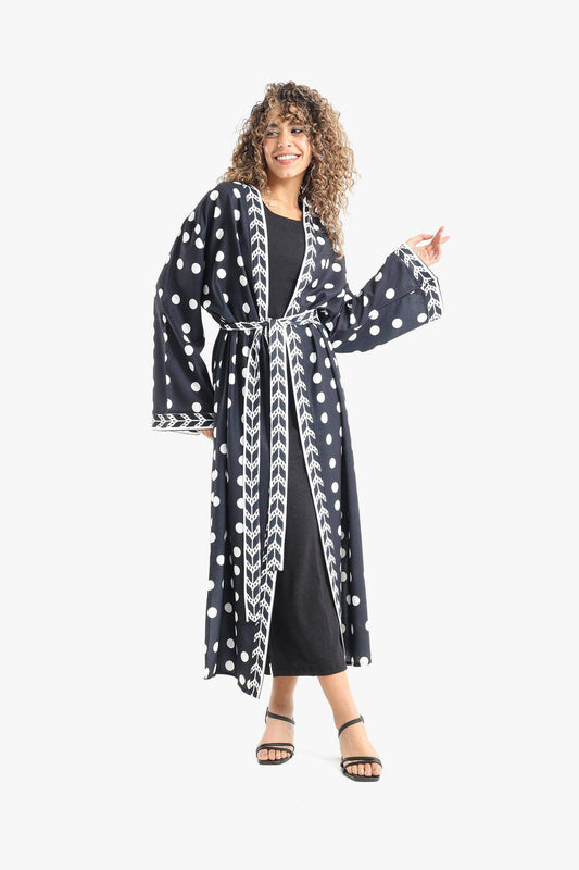 Dotted Print Midi Kimono - Carina - ÙƒØ§Ø±ÙŠÙ†Ø§