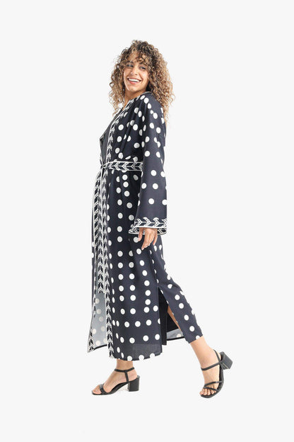 Dotted Print Midi Kimono - Carina - ÙƒØ§Ø±ÙŠÙ†Ø§