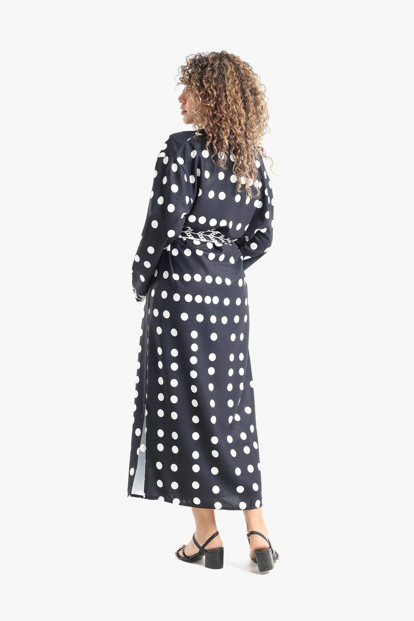 Dotted Print Midi Kimono - Carina - ÙƒØ§Ø±ÙŠÙ†Ø§