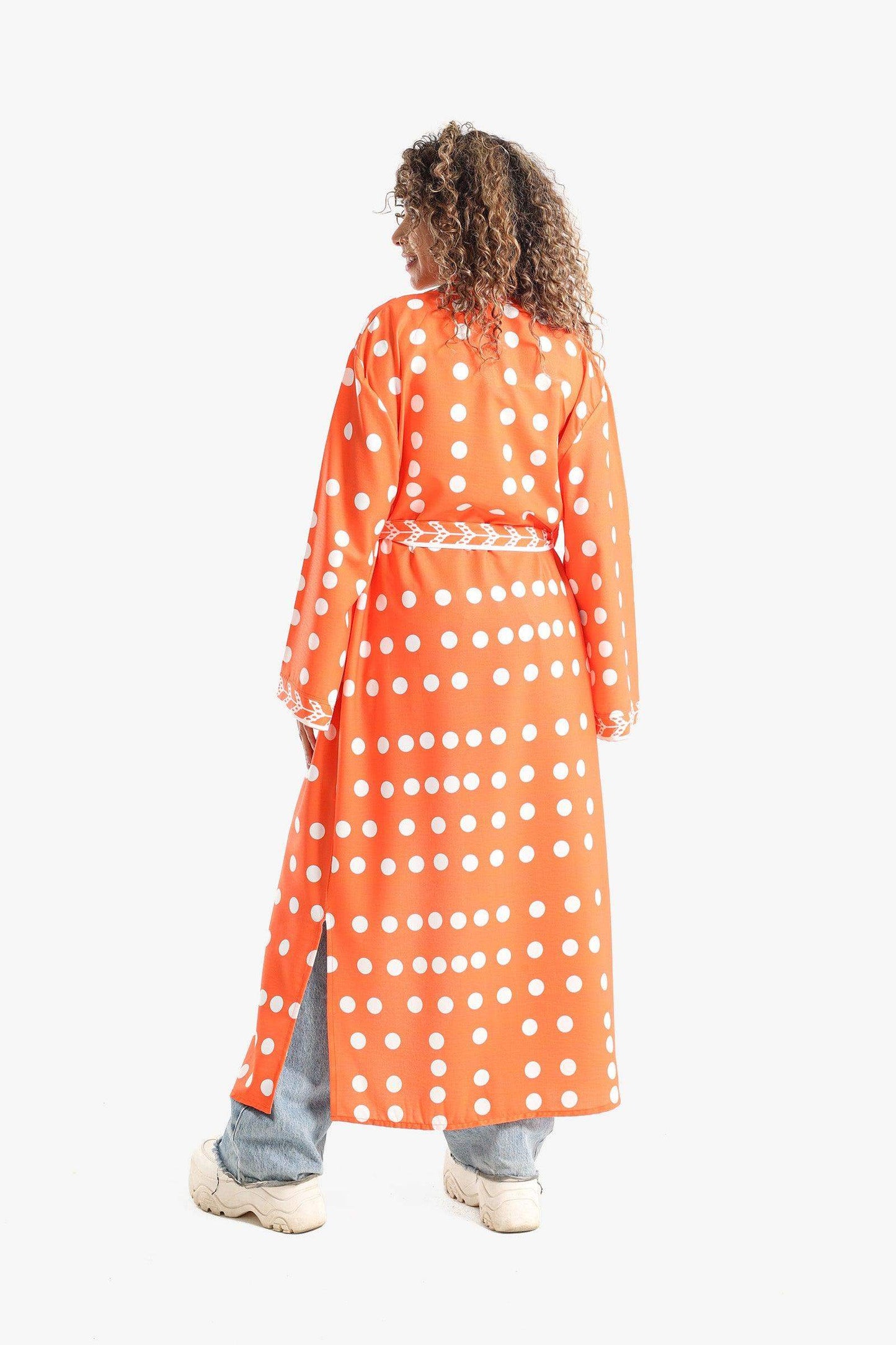 Dotted Print Midi Kimono - Carina - ÙƒØ§Ø±ÙŠÙ†Ø§