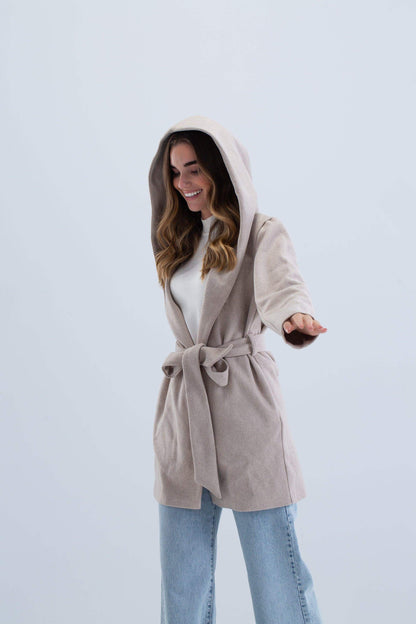 Draped Hooded Coat - Carina - ÙƒØ§Ø±ÙŠÙ†Ø§