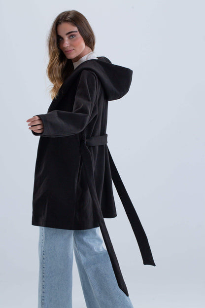 Draped Hooded Coat - Carina - ÙƒØ§Ø±ÙŠÙ†Ø§