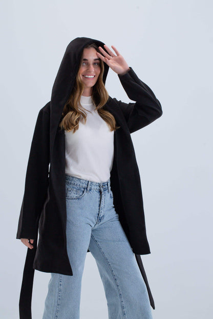 Draped Hooded Coat - Carina - ÙƒØ§Ø±ÙŠÙ†Ø§