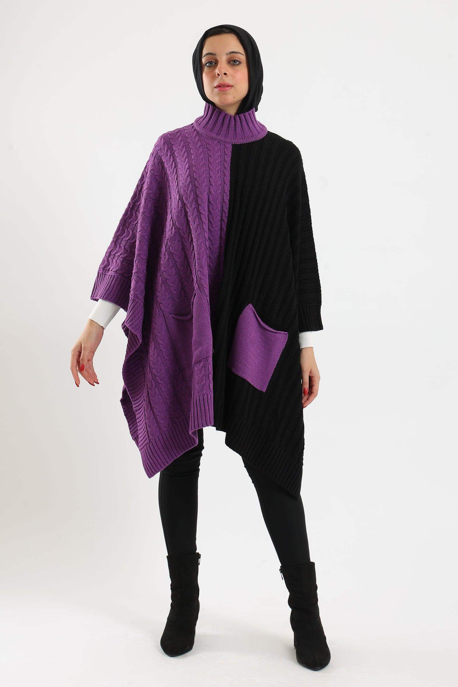 Dual Tone Knitted Poncho - Carina - ÙƒØ§Ø±ÙŠÙ†Ø§