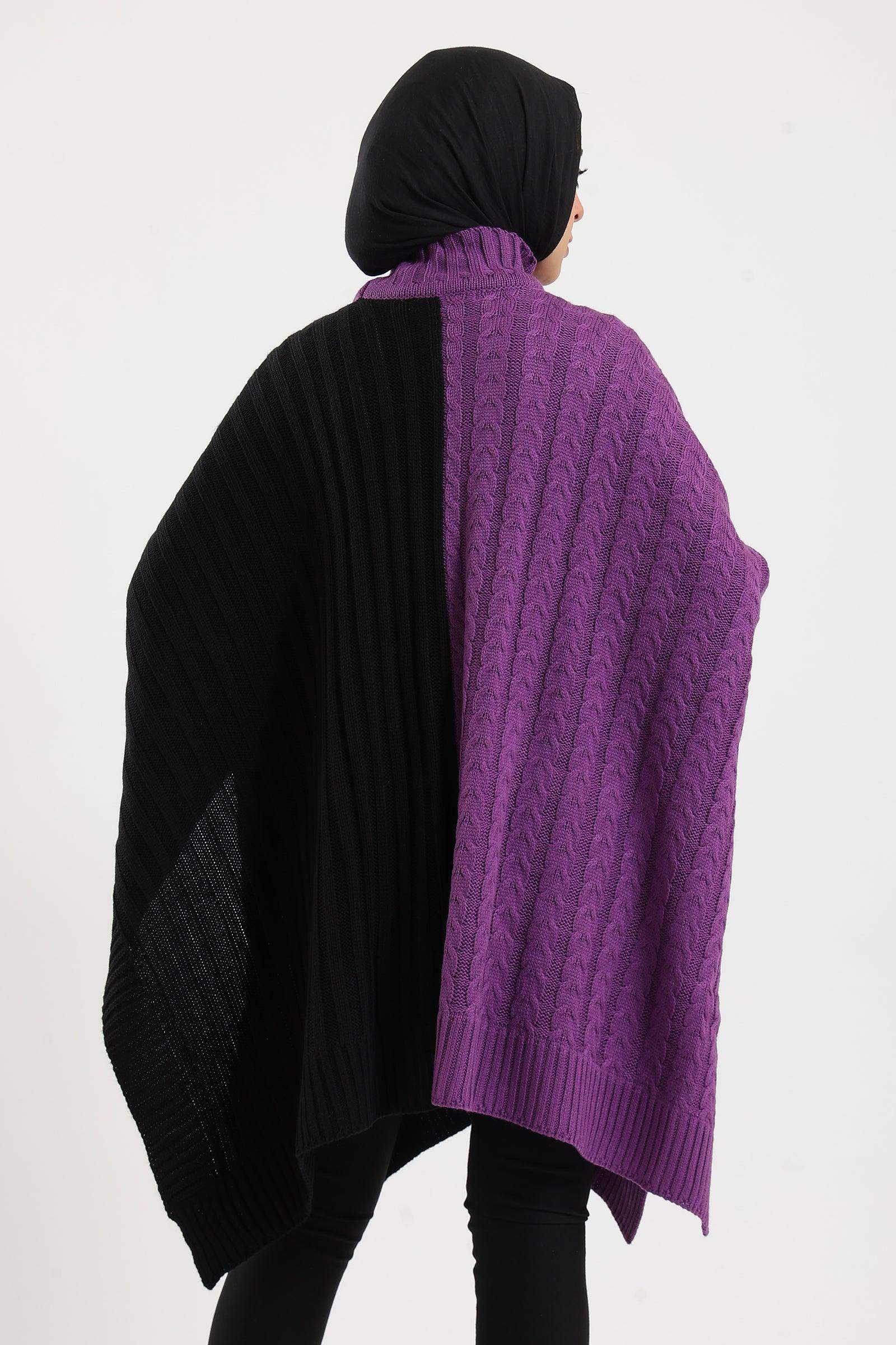 Dual Tone Knitted Poncho - Carina - ÙƒØ§Ø±ÙŠÙ†Ø§