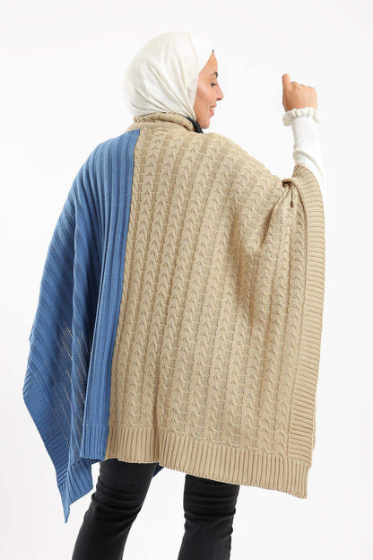 Dual Tone Knitted Poncho - Carina - ÙƒØ§Ø±ÙŠÙ†Ø§