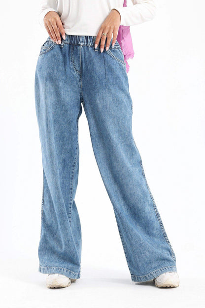 Elastic Waist Wide Leg Jeans - Carina - ÙƒØ§Ø±ÙŠÙ†Ø§