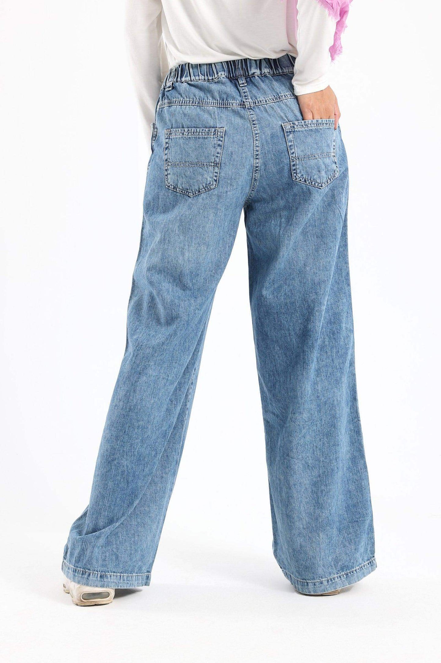 Elastic Waist Wide Leg Jeans - Carina - ÙƒØ§Ø±ÙŠÙ†Ø§