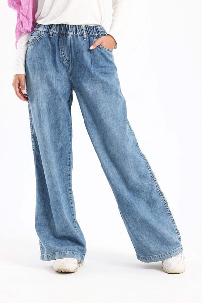 Elastic Waist Wide Leg Jeans - Carina - ÙƒØ§Ø±ÙŠÙ†Ø§