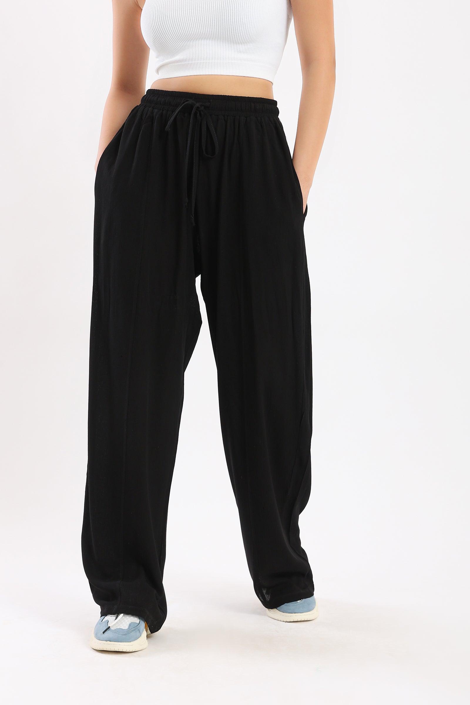 Elastic Waisted Wide Pants - Clue Wear