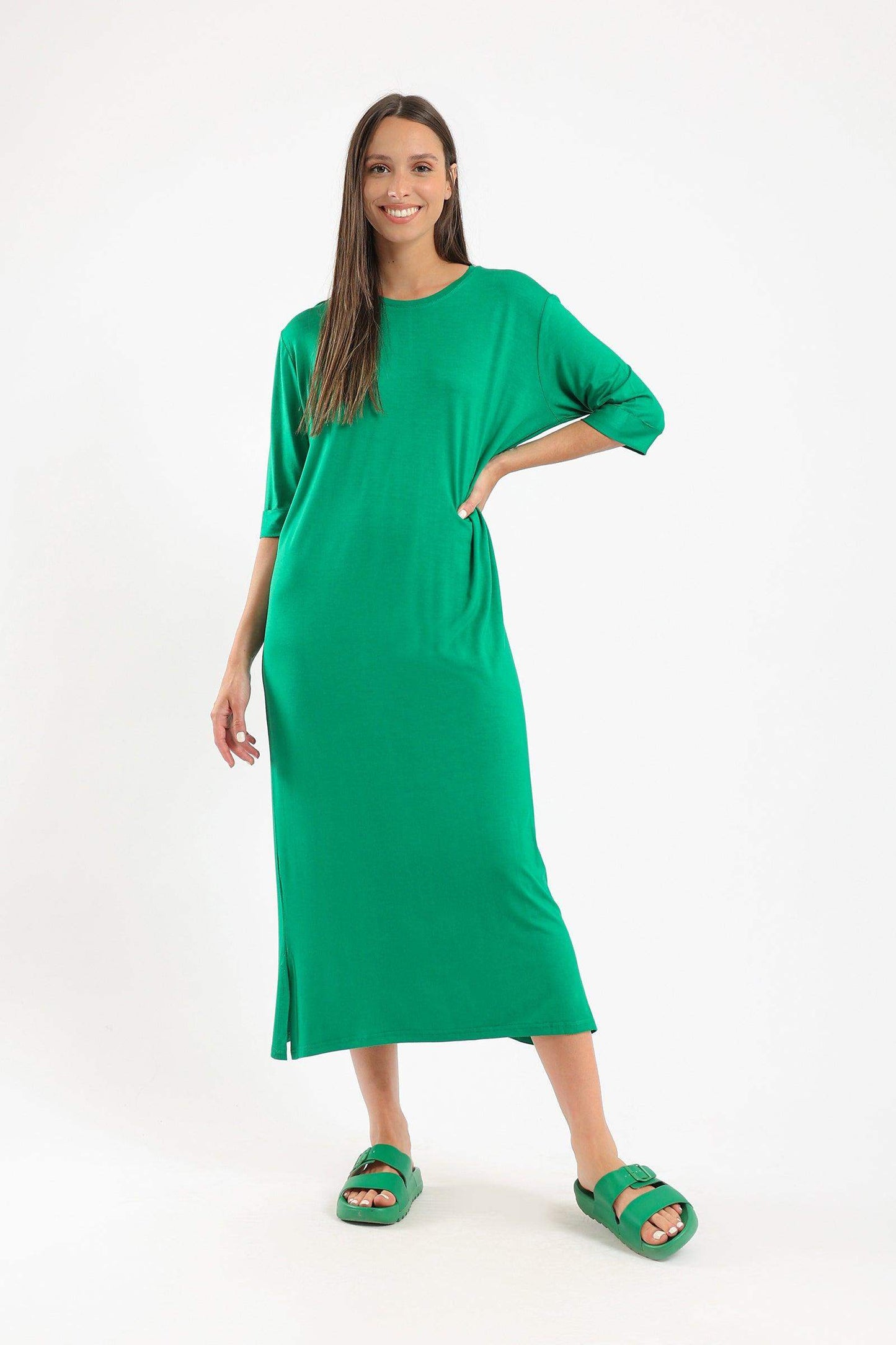 Elbow Sleeves Midi Dress - Carina - ÙƒØ§Ø±ÙŠÙ†Ø§