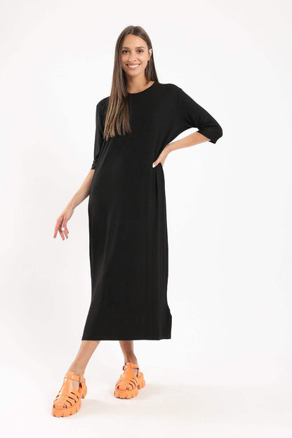 Elbow Sleeves Midi Dress - Carina - ÙƒØ§Ø±ÙŠÙ†Ø§