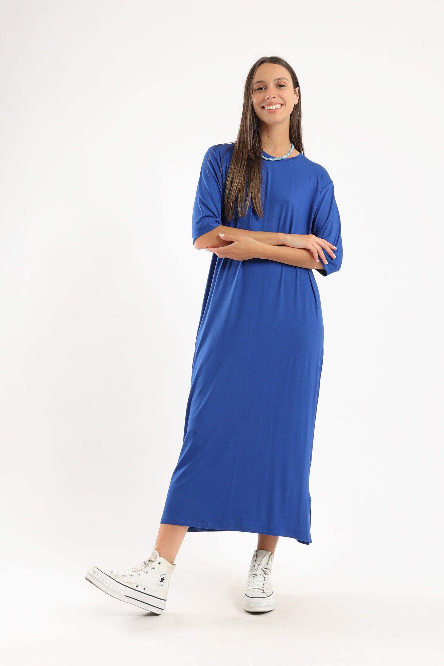 Elbow Sleeves Midi Dress - Carina - ÙƒØ§Ø±ÙŠÙ†Ø§